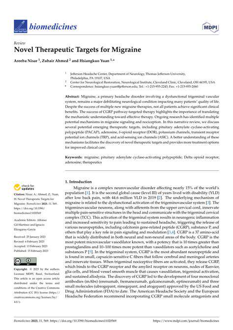 NovelTherapeuticTargetsforMigraineRelief
